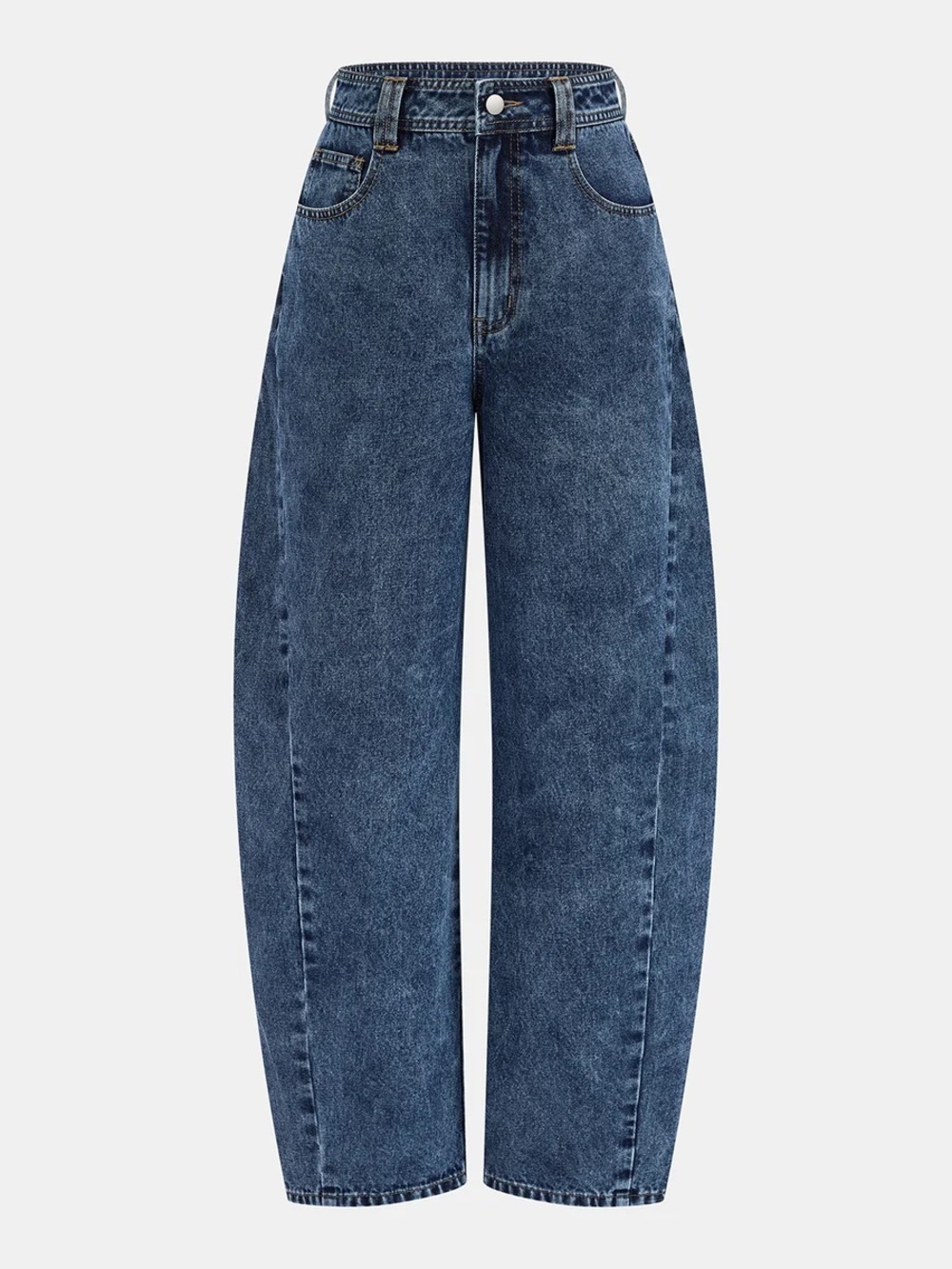 Commense Mid-Waist Curved Leg Barrel Jeans